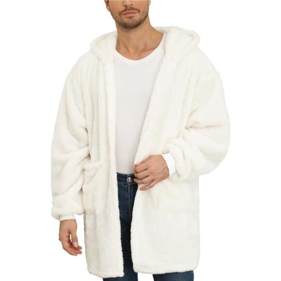 Oversized Fleece Hoodie Cardigan Blanket Sweatshirt Unisex Cozy Hooded Jacket